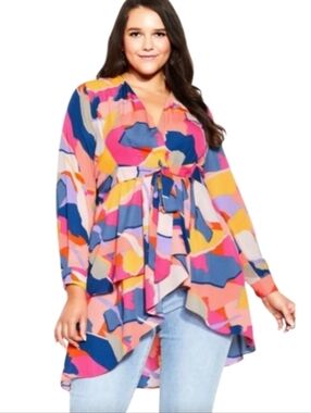 City Chic Gianna Bold Wrap Style Blouse